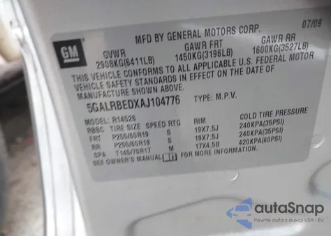 2010 Buick Enclave 1Xl from USA, damaged, VIN 5GALRBEDXAJ104776